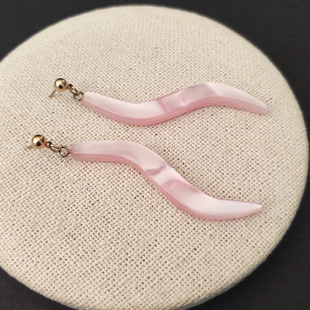 Pink opalescent abstract earrings